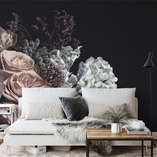 WallArena - Vlies Fotobehang Bloemen, 254 x 184 cm - Fotobehang - Behang - voor Woonkamer Slaapkamer - Vliesbehang Wandbehang Behang 3D Effect - incl. Lijm - Pioen