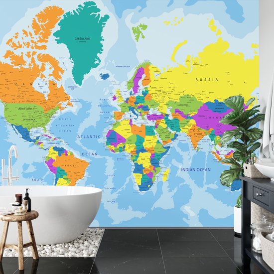 Papier peint photo Wereldkaart - Papier peint non tissé - 368 x 280 cm