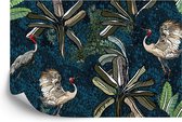 Fotobehang Kraanvogels Tussen De Bladeren - Vliesbehang - 315 x 210 cm