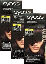 Syoss Haarverf Syoss 1-3 Tokyo Zwart - Voordeelverpakking - 3 Stuks