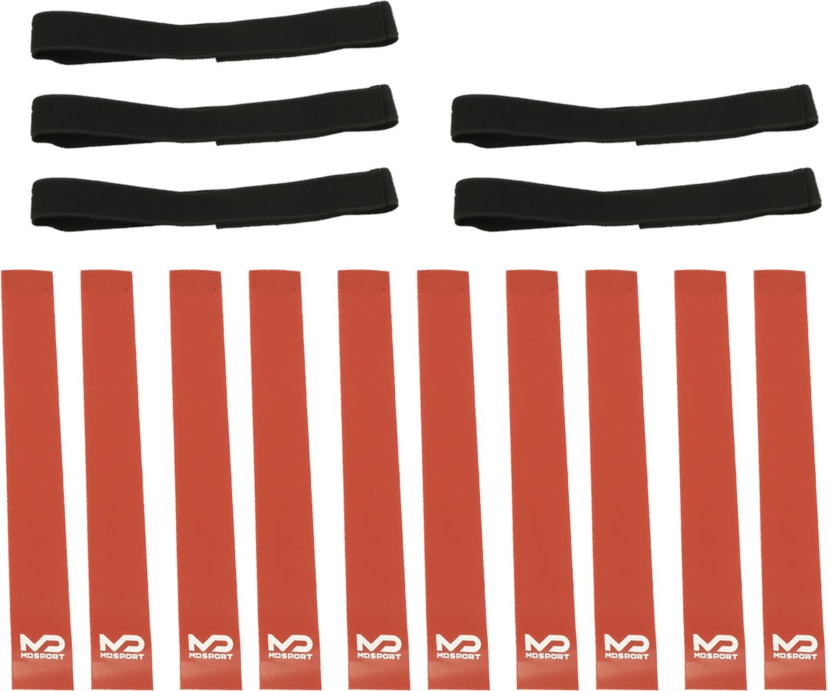MDsport - Flagfootball flags - Volledig klittenband - Set van 5 - Rood