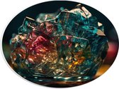 PVC Schuimplaat Ovaal - Kristal - Glas - Kleuren - 28x21 cm Foto op Ovaal (Met Ophangsysteem)