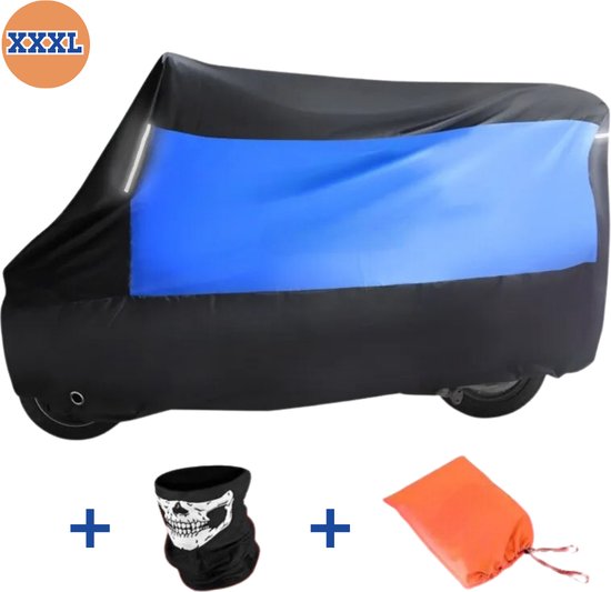 Universele Motorhoes XXXL - Motorhoes Voor Buiten 295 x 110 x 140 cm - Scooterhoes Waterdicht Buiten + Opbergtas + Extra Gezichtsmasker - Blauw