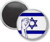Button Met Magneet - Vlag Israel Met Vuist - NIET VOOR KLEDING