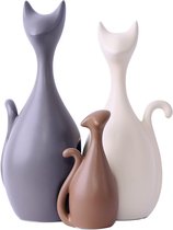 Mooie kattenfamilie keramische ornamenten, moderne kunst en creatieve decoratieve elementen (3 katten)