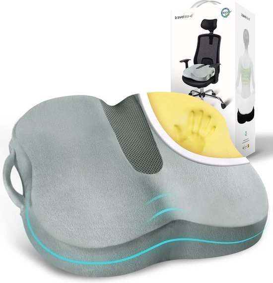 Orthopedisch Zitkussen Met Traagschuim, TRAVEL EASE Zitkussen Voor Pijn In De Onderrug En Ischias Stuitje Geschikt Voor Bureaustoel Autostoel Rolstoel Zwart Orthopedisch Zitkussen Met Traagschuim, TRAVEL EASE Zitkussen Voor Pijn In De Onderrug En Ischias Stuitje Geschikt Voor Bureaustoel Autostoel Rolstoel Zwart