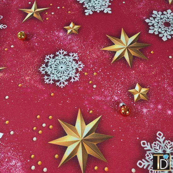 Chemin de table de Noël rouge avec impression 3D (étoiles) 50 x 230 cm