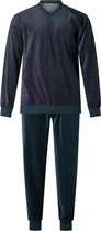 Gentlemen velours Heren pyjama - V-hals - Marine - XXL - Blauw