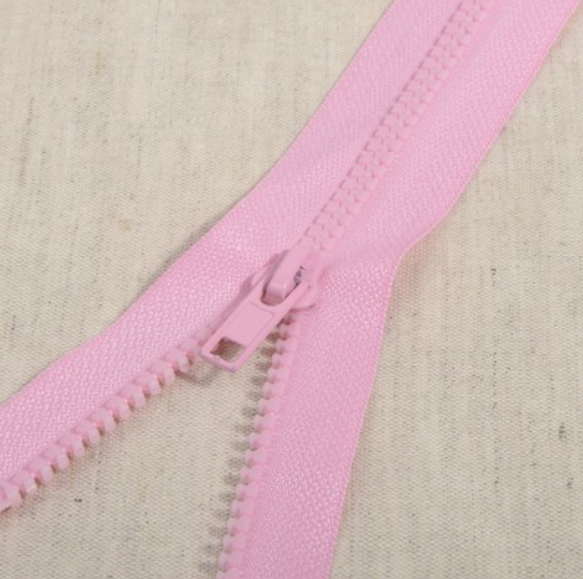 Deelbare rits 75cm roze - polyester stevige rits met bloktandjes