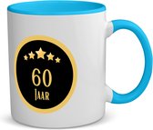 Akyol - 60 jaar koffiemok - theemok blauw- Hoera 60 jaar - - verjaardagscadeau - verjaardag - cadeau - kado - geschenk - gift - relatie - trouwdag - jubileum - diamanten huwelijk - 350 ML inhoud