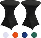 Set van 2 rekbare bartafelhoezen, diameter 80 x 110 cm, versteviging in het voetgedeelte, elegant wasbaar tafelkleed voor bistrotafels/bartafels en bruiloft/cocktailfeest (zwart)