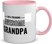 Akyol - i am a freaking awesome grandpa koffiemok - theemok - roze - Opa - de meest geweldigste opa - verjaardagscadeau - verjaardag - cadeau - cadeautje voor opa - opa artikelen - kado - geschenk - gift - 350 ML inhoud