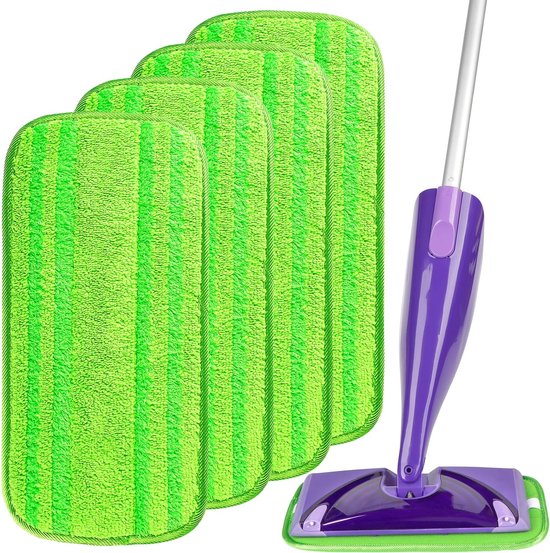 4 vadrouilles en microfibre réutilisables pour le nettoyage des