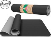 Dralegend Antislip yogamat - Zwart - Gemaakt van TPE met extra dik (6mm) - leaf prints - Sportmat Fitness Mat Duurzaam - Hypoallergene yogamat - 183 cm x 66 cm x 0,6 cm