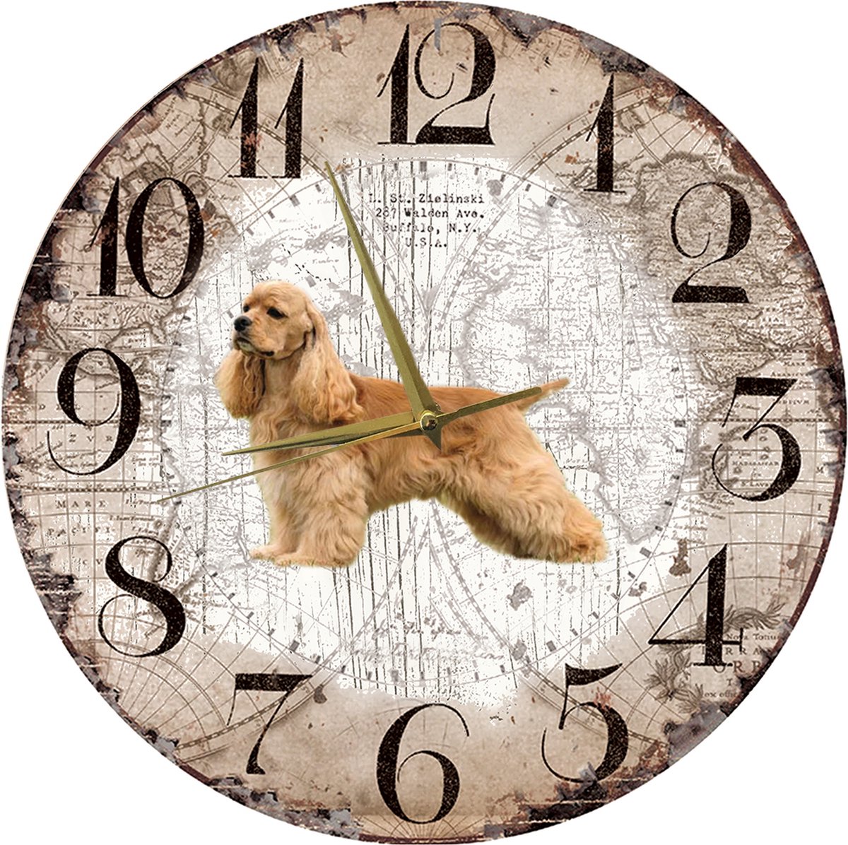 Houten Klok - 30cm - Hond - Amerikaanse Cocker