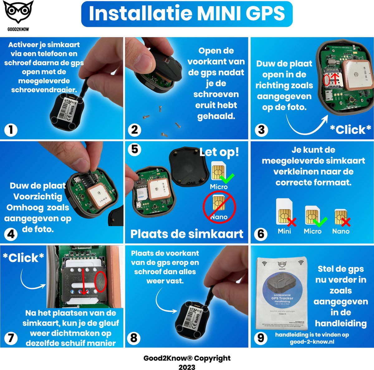 Traceur GPS Good2Know - Avec carte SIM et sans abonnement - MINI 30 jours -  Convient à