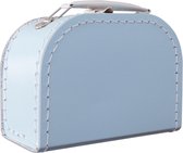Kinderkoffer Lichtblauw 16 cm - Logeerkoffer - Kartonnen koffer - Kinder koffertje kartonnen - Speelkoffer - Poppenkoffer- Opbergen - Cadeau - Decoratie
