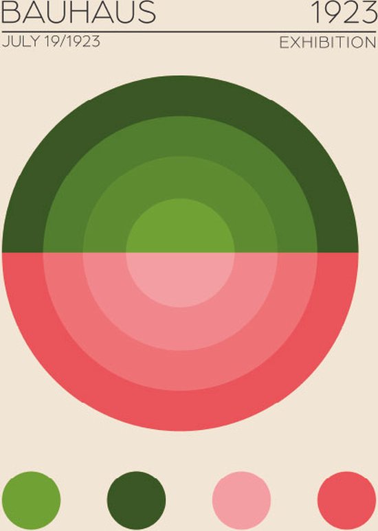 Impression d'art Bauhaus Circle vert- Pink 40x50cm | Affiche