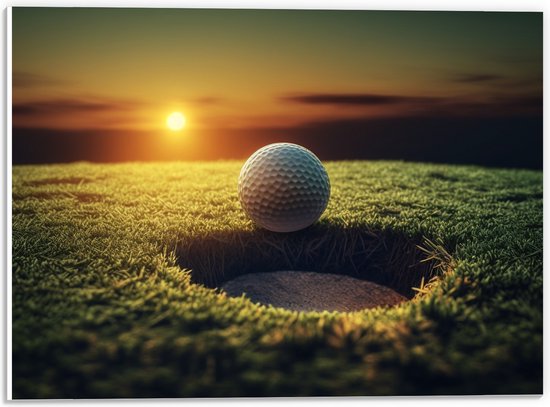 PVC Schuimplaat - Golf - Golfbal - Zonsondergang - 40x30 cm Foto op PVC Schuimplaat (Met Ophangsysteem)