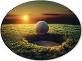 Dibond Ovaal - Golf - Golfbal - Zonsondergang - 40x30 cm Foto op Ovaal (Met Ophangsysteem)