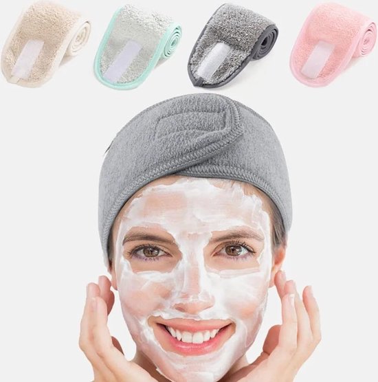 KinHwa Haarband, cosmetica, hoofdband, badstof, 3 stuks, haarband, make-up, verstelbare haarbeschermingsband met klittenbandsluiting, microvezel, haarbanden, cosmetica voor make-up, sport, yoga, spa