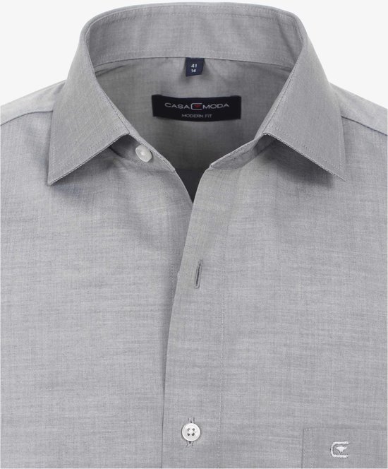Casa Moda Chemise Unie Gris Argent Kent Coupe Moderne - 44