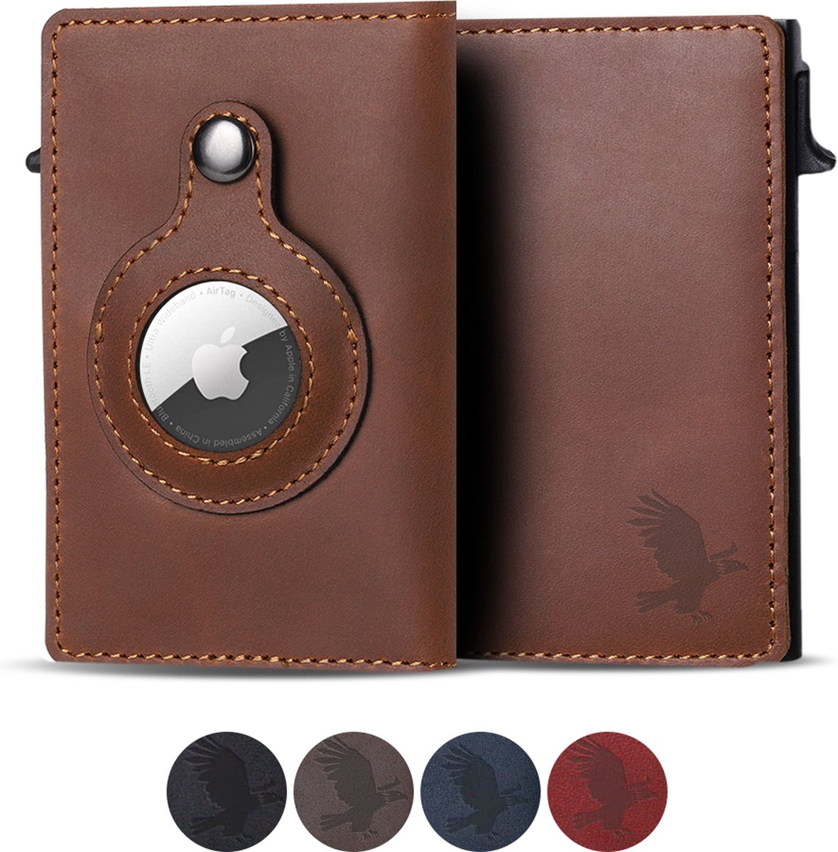 Portefeuille En Cuir Pour AirTag - Porte-cartes étui Support - Compatible Apple - Chine