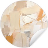 WallCircle - Muurstickers - Behangcirkel - Abstract - Beige - Oranje - Kunst - Modern - ⌀ 120 cm - Muurcirkel - Zelfklevend - Ronde Behangsticker XXL