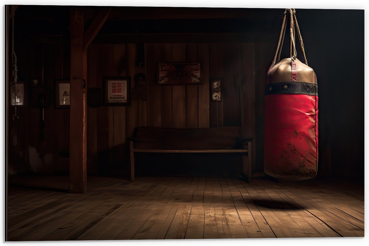Dibond - Kamer - Bokszak - Palen - Sporten - Hout - 60x40 cm Foto op Aluminium (Wanddecora