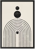 Boho Grafisch Poster Ontwerp – zwart/wit - Muurdecoratie – Minimalistisch Abstract Kunst – Wanddecoratie voor Woonkamer & Slaapkamer – 210x300 A4 Design Print
