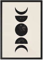 Boho Grafisch Poster Ontwerp – zwart/wit - Muurdecoratie – Minimalistisch Abstract Kunst – Wanddecoratie voor Woonkamer & Slaapkamer – 300 x 400 A3 Design Print