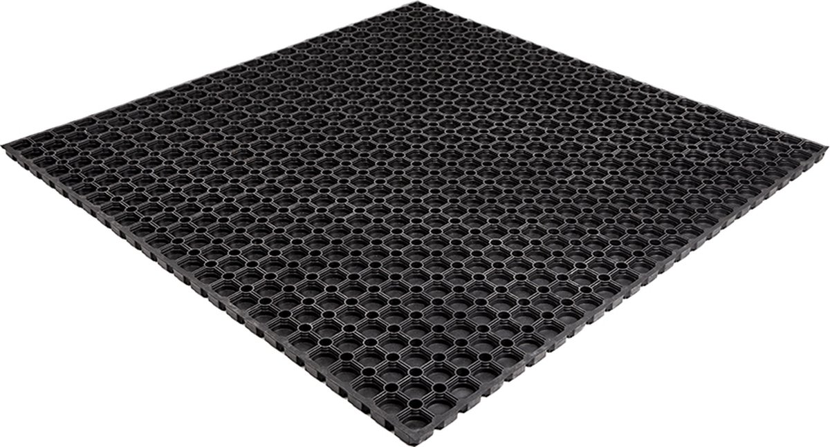 Rubbermagazijn Rubber Ringmat met Gesloten bodem | 100x100x2 2cm Schoonloopmat