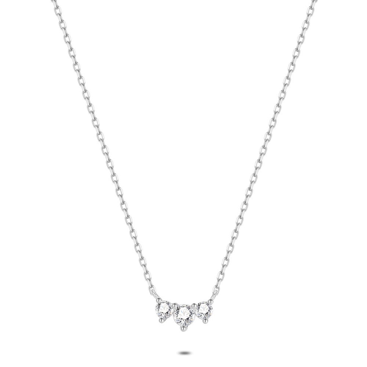 Twice As Nice Halsketting in zilver, 3 ronde zirkonia 40cm+5cm