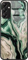 Casimoda® hoesje - Geschikt voor Samsung Galaxy A14 5G - Groen marmer / Marble - Luxe Hard Case Zwart - Backcover telefoonhoesje - Groen