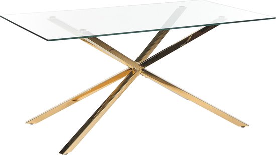 CORA - Table à manger - Or - 160 x 90 cm - Glas