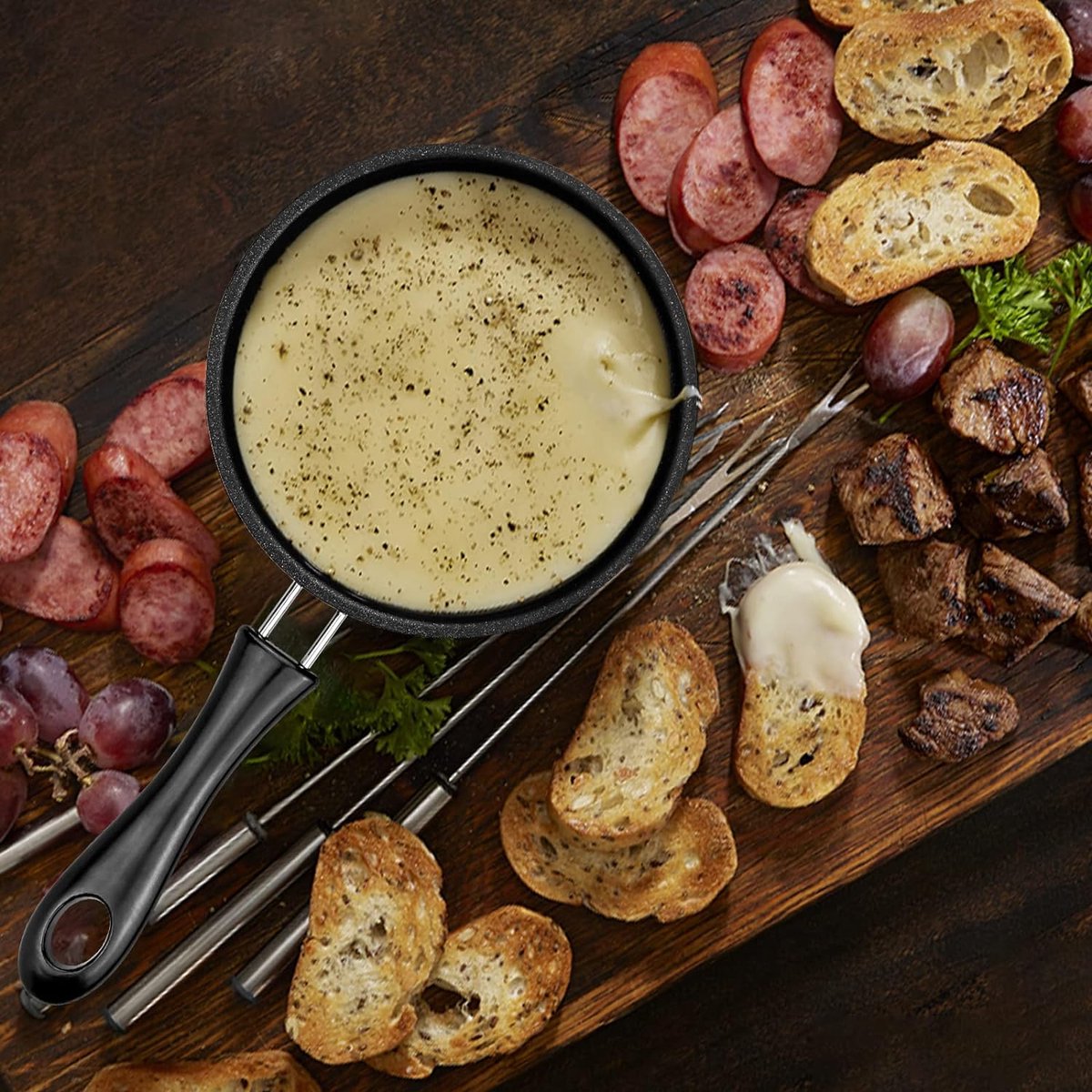 Mini Poêle Induction 12 Cm VEGCOO - Antiadhésive, Avec Spatule & Pinceau - Pour œufs, Camping, Gaz