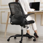 Chaise de bureau, chaise de bureau ergonomique avec accoudoirs rabattables, chaise d'ordinateur en maille, chaise de travail, chaise légère, chaise pivotante à 360°, 933 noir