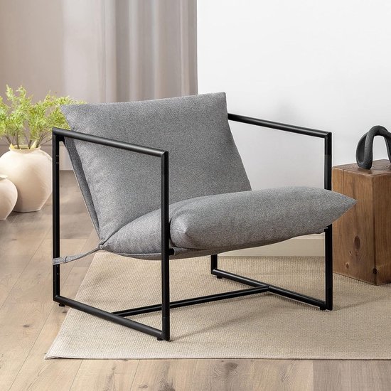 Fauteuil met metalen frame en geraspte schuimvulling Eenvoudige montage zonder... bol