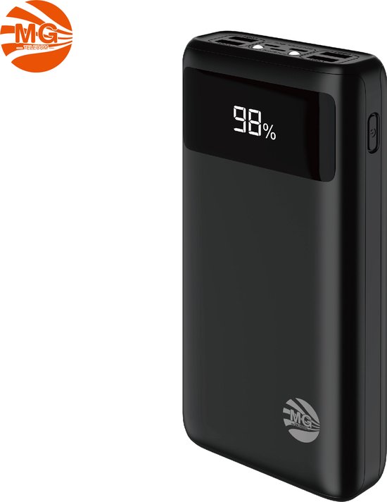MG Powerbank 30.000 mAh Quick Charge Zwart met LED Zaklamp - MG - €32,20