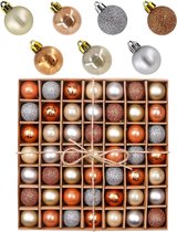 Kerstballen 49st 3cm, Koper Goud Brons en Zilver Kerstbal Ornamenten Decoratie, Kerstboom Bal Decoratie, Mat Glanzend Pailletten, Kraft Kartonnen Verpakking