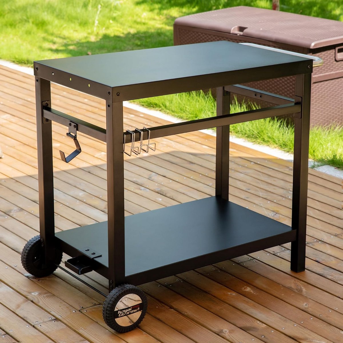 Barbecuewagen barbecuetafel buitenbijzettafel tuinwagen buitenkeuken multifunctionele werktafel werkbank voor buitenbarbecue serveerwagen werkblad 85 x 50 cm