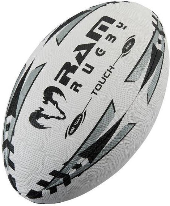 Ballon Rugby Ram Squad Trainer Taille 5 - Qualité Club - Cousu Main 3 Plis - Grip 3D - Entraînement Ballon De Rugby Taille 5