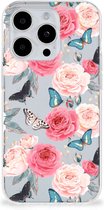 Smartphone hoesje Geschikt voor iPhone 15 Pro Telefoontas Butterfly Roses