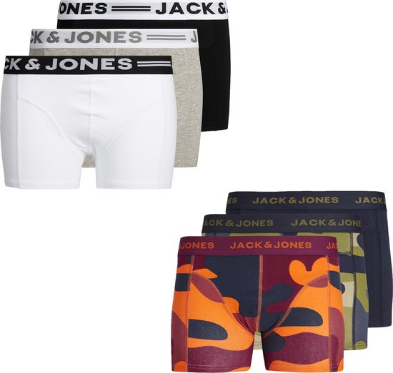 Jack & Jones jongens - 6 boxers - Camouflage & sense - maat 152