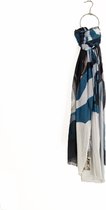 Sjaal blauw - 100% katoen - print met vrouw