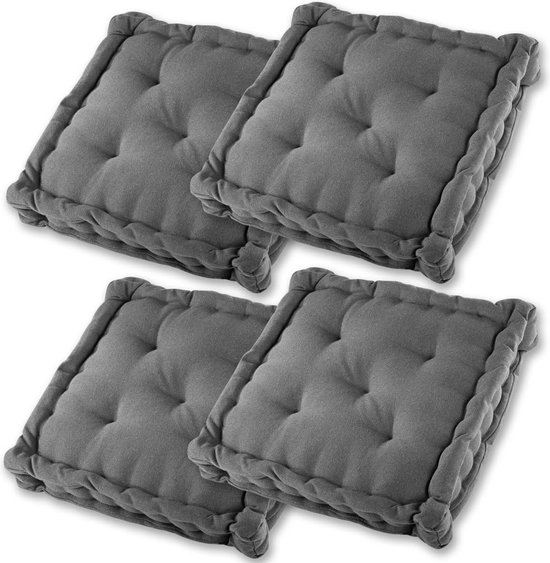 Set van 4 zitkussens, stoelkussens, 40 x 40 x 8 cm voor binnen en buiten,  gemaakt van... | bol