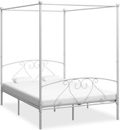 The Living Store Metalen Hemelbedframe - Wit - 209x147.5x198 cm - Geschikt voor 140x200 cm Matras