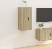 The Living Store TV-meubel Sonoma Eiken - 40x34.5x80 cm - Wandgemonteerd - Multifunctioneel - Voldoende opbergruimte - The Living Store