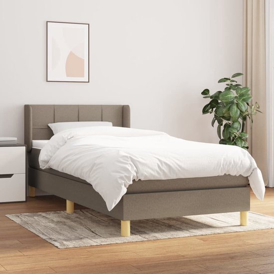 The Living Store Boxspringbed - Pocketvering - Middelhard - Taupe - 203x93x78/88 cm