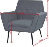 The Living Store Fauteuil Houten Frame - Lichtgrijs - 72 x 66 x 78 cm - Polyester